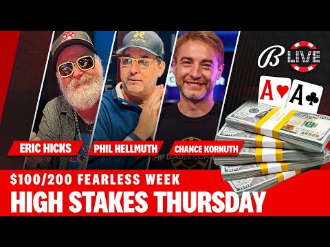PHIL HELLMUTH, ERIC HICKS and CHANCE KORNUTH $50/100 NLH